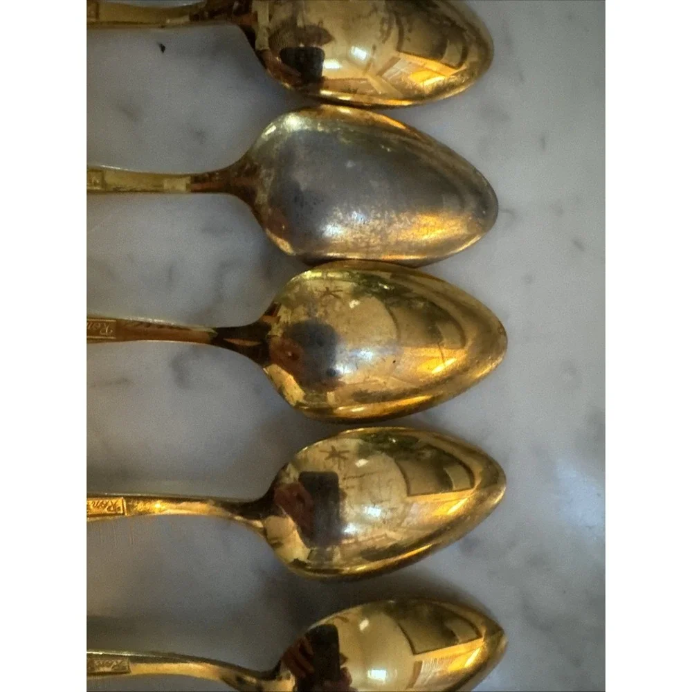 Ron FIL Japan Stainless‎ Steel Flatware Gold Tone 8 Pc Teaspoons